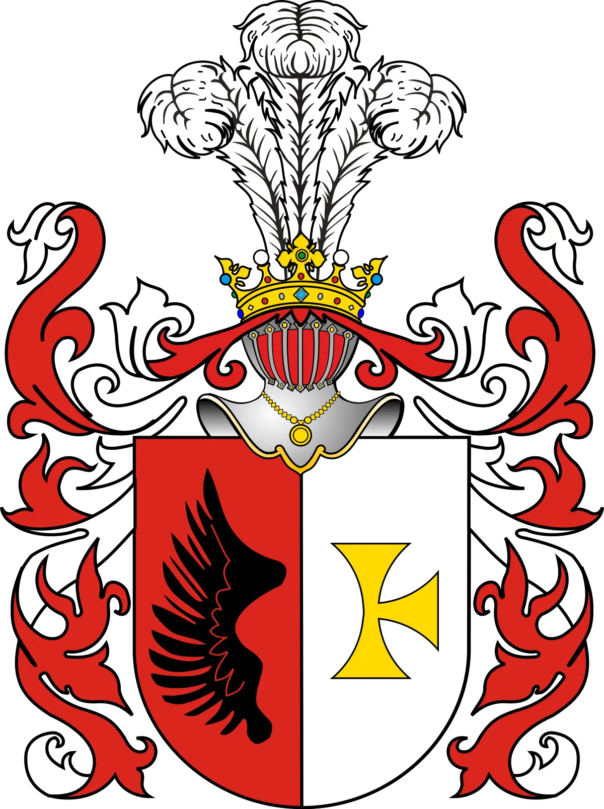 Heraldic Coat of Arms with Crown and Feathers