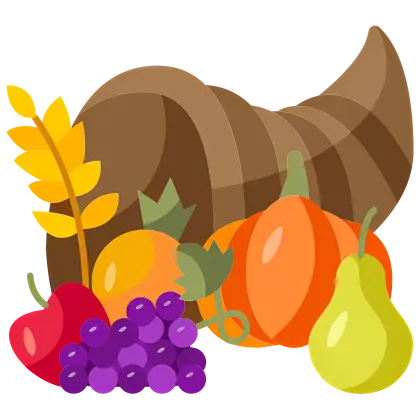 Cornucopia with Fruits and Vegetables for Thanksgiving