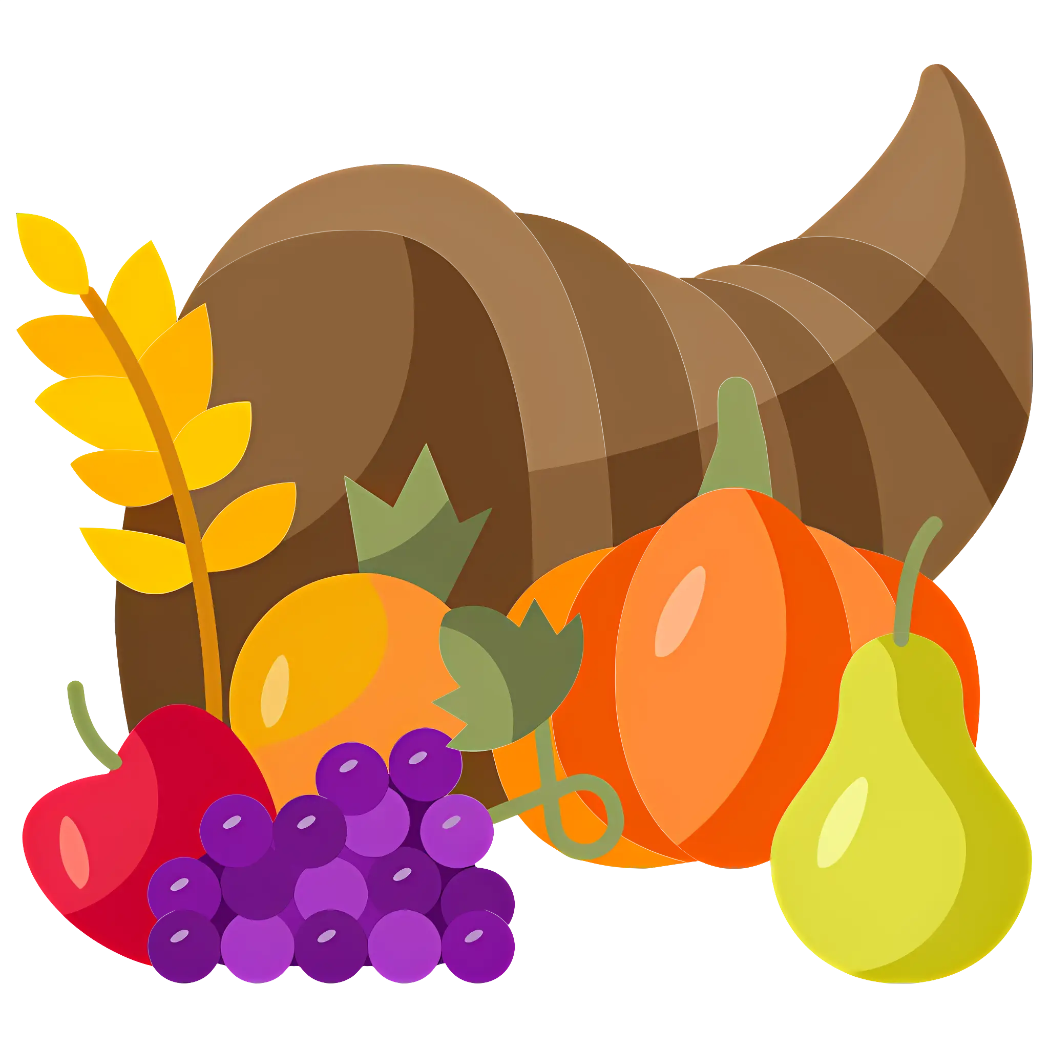 Cornucopia with Fruits and Vegetables for Thanksgiving