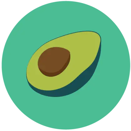 Flat Avocado Illustration in Green Circle