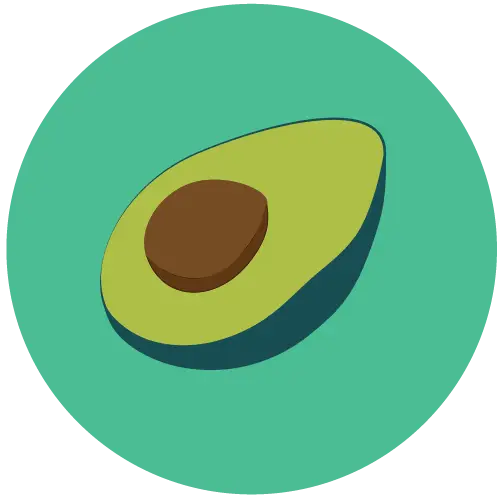 Flat Avocado Illustration in Green Circle