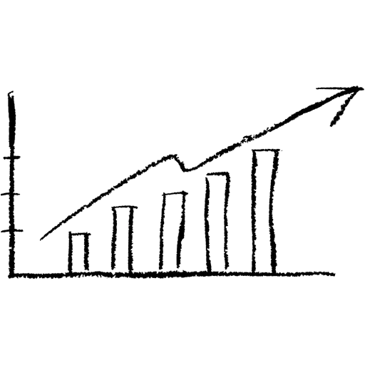 Hand-Drawn Bar Chart with Rising Arrows
