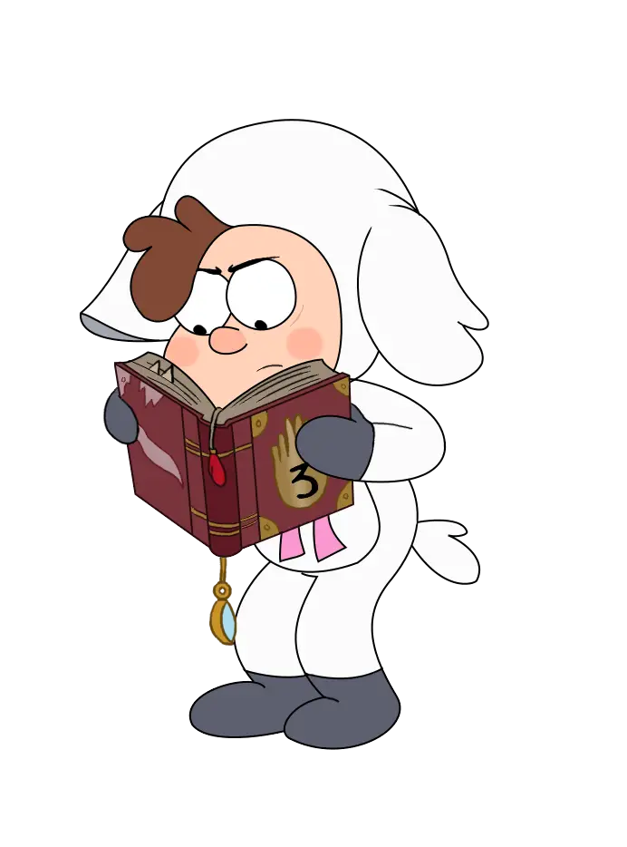 Cartoon Character in Sheep Costume Reading a Book