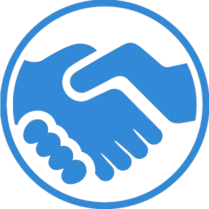 Blue Handshake Icon Symbolizing Collaboration