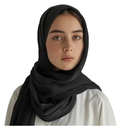 Woman Wearing a Black Headscarf in Simple Portrait