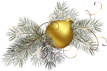 Golden Christmas Ornament with Pine Branches