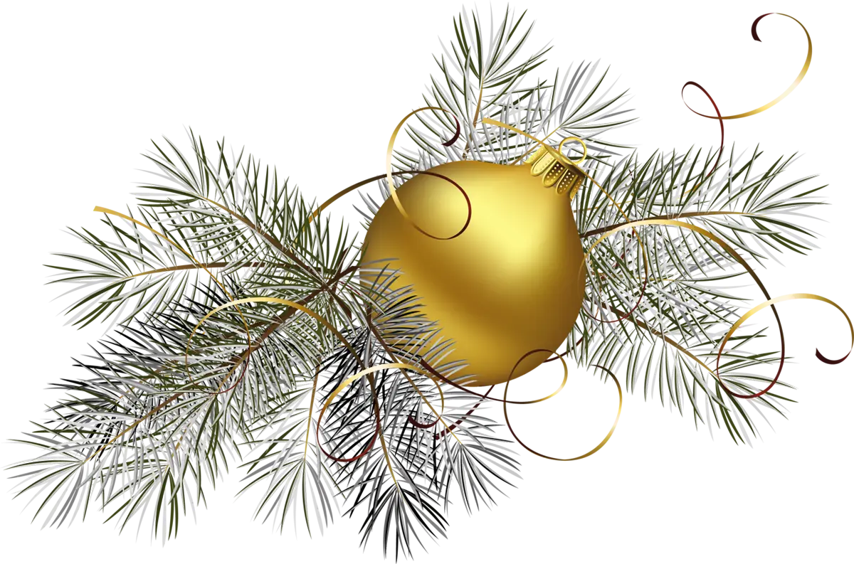 Golden Christmas Ornament with Pine Branches