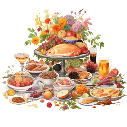 Lavish Feast with Various Dishes