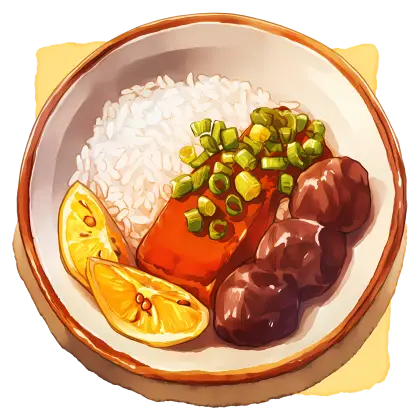 Delicious Food Plate with Rice and Salmon