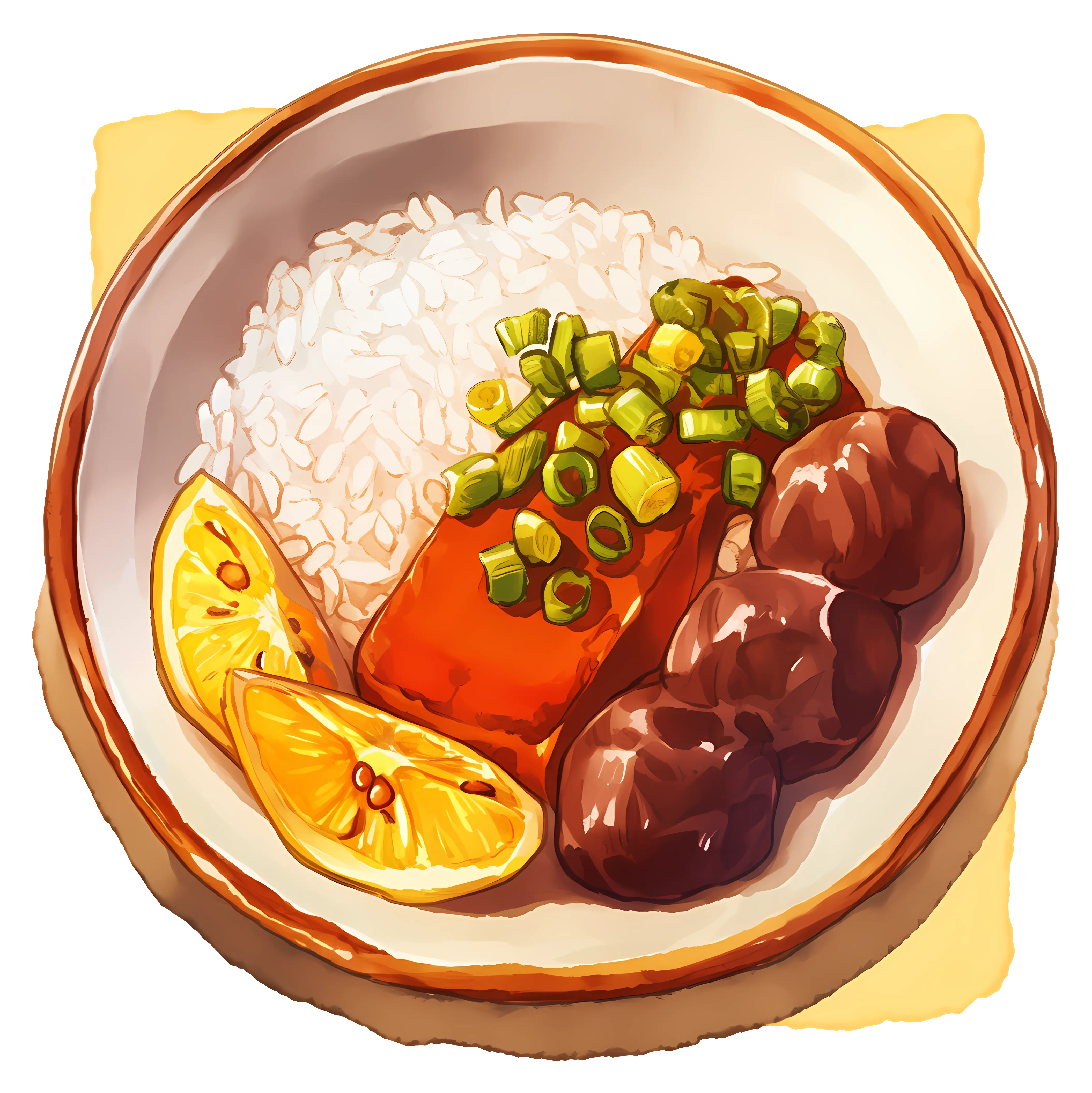 Delicious Food Plate with Rice and Salmon