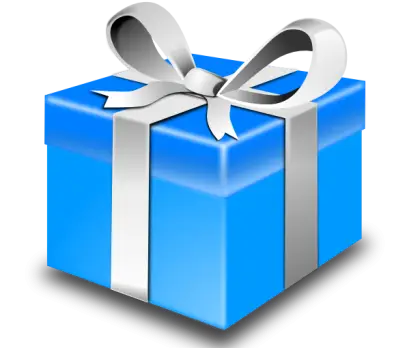Blue Gift Box with Silver Ribbon