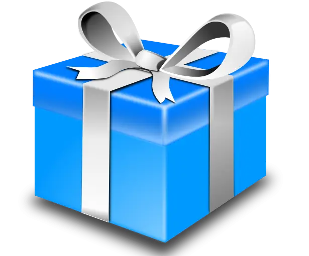 Blue Gift Box with Silver Ribbon