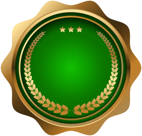 Gold and Green Emblem with Laurel Design
