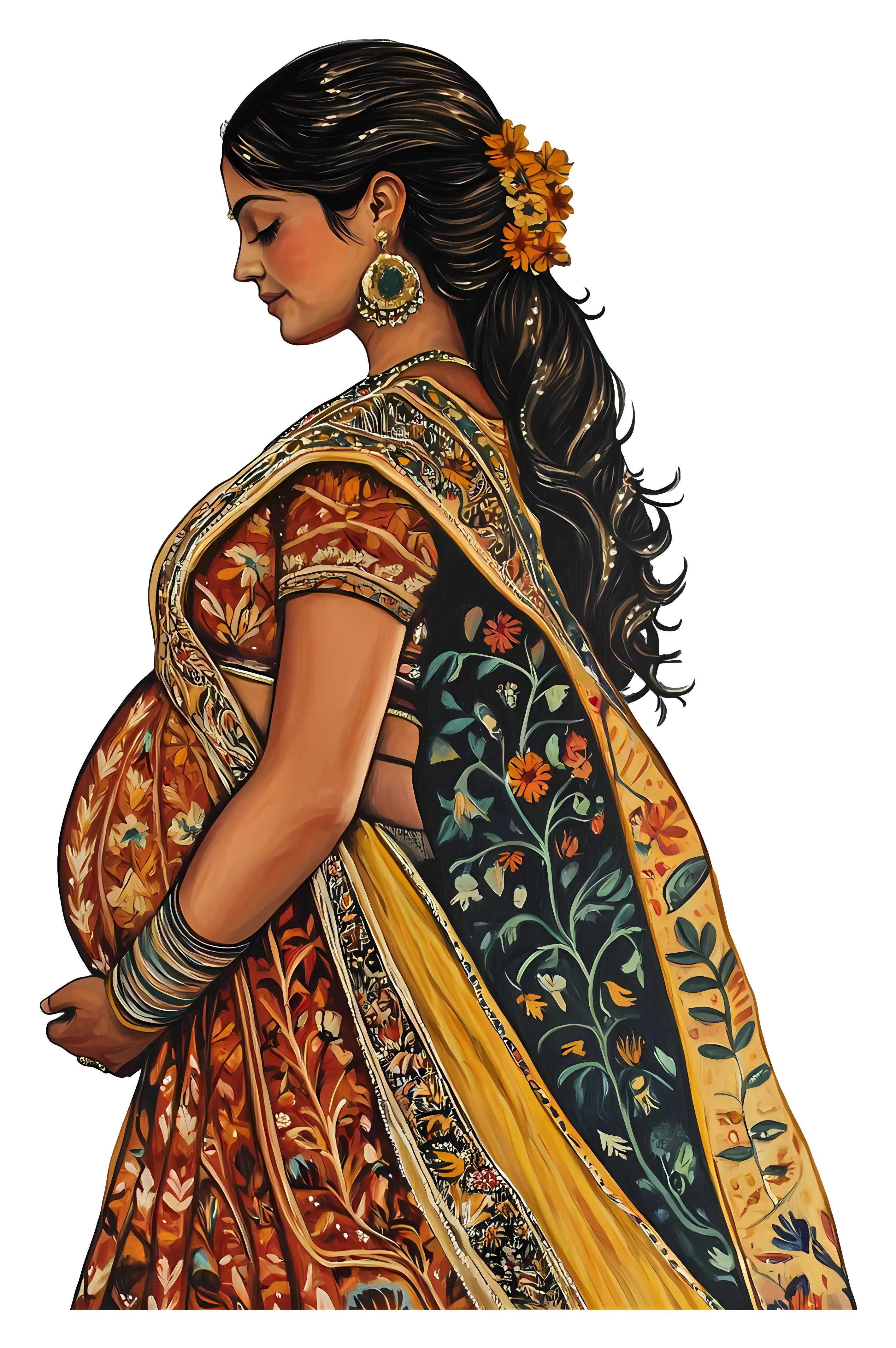 Pregnant Woman in Traditional Dress