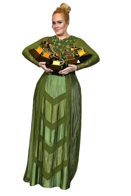 Woman Holding Multiple Awards