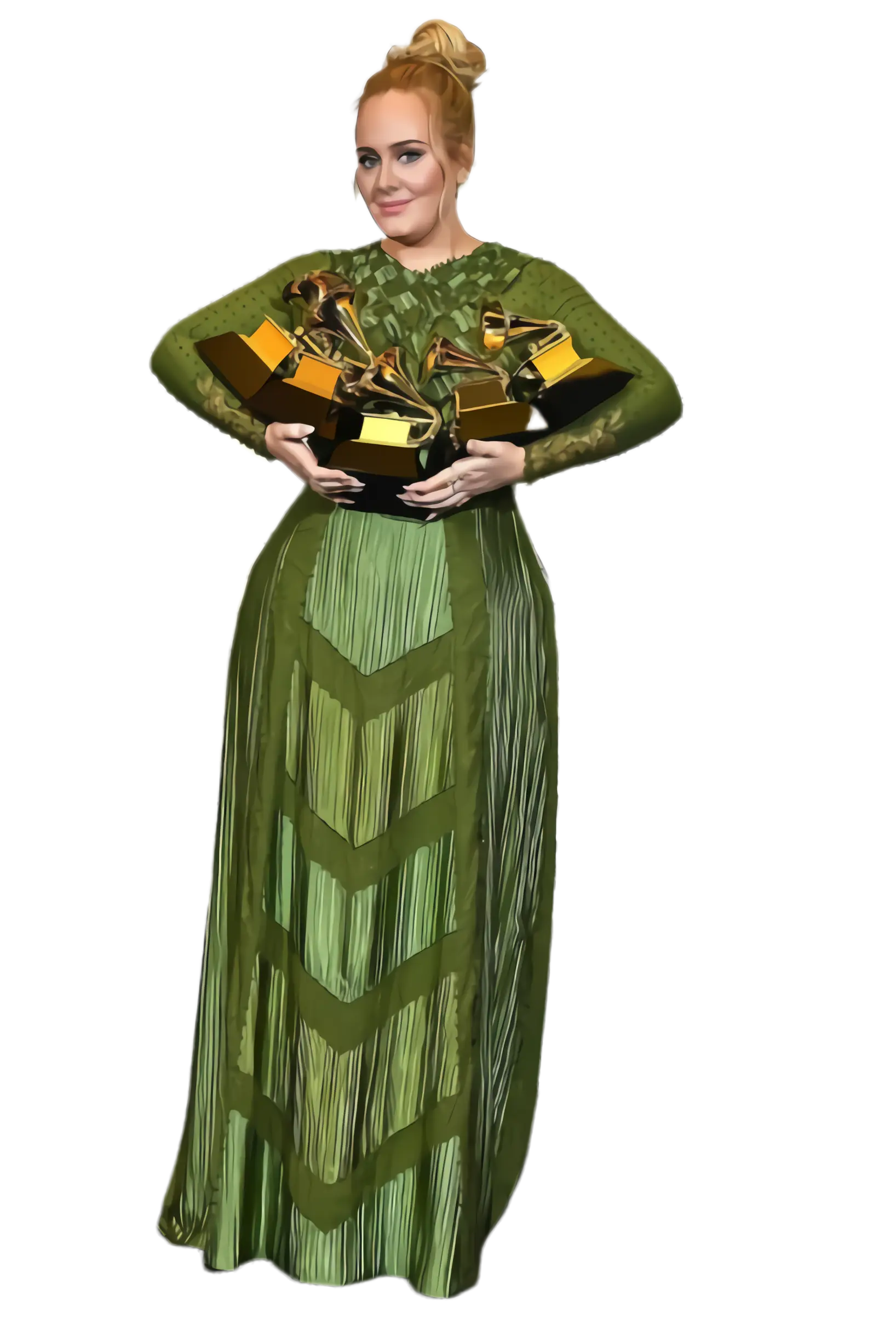 Woman Holding Multiple Awards