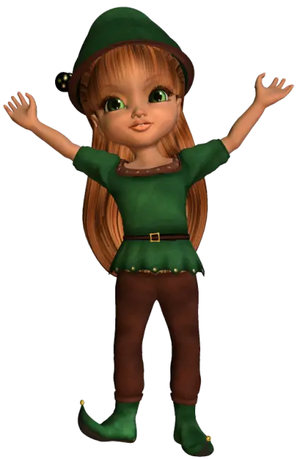 Cute Elf Girl in Green Outfit