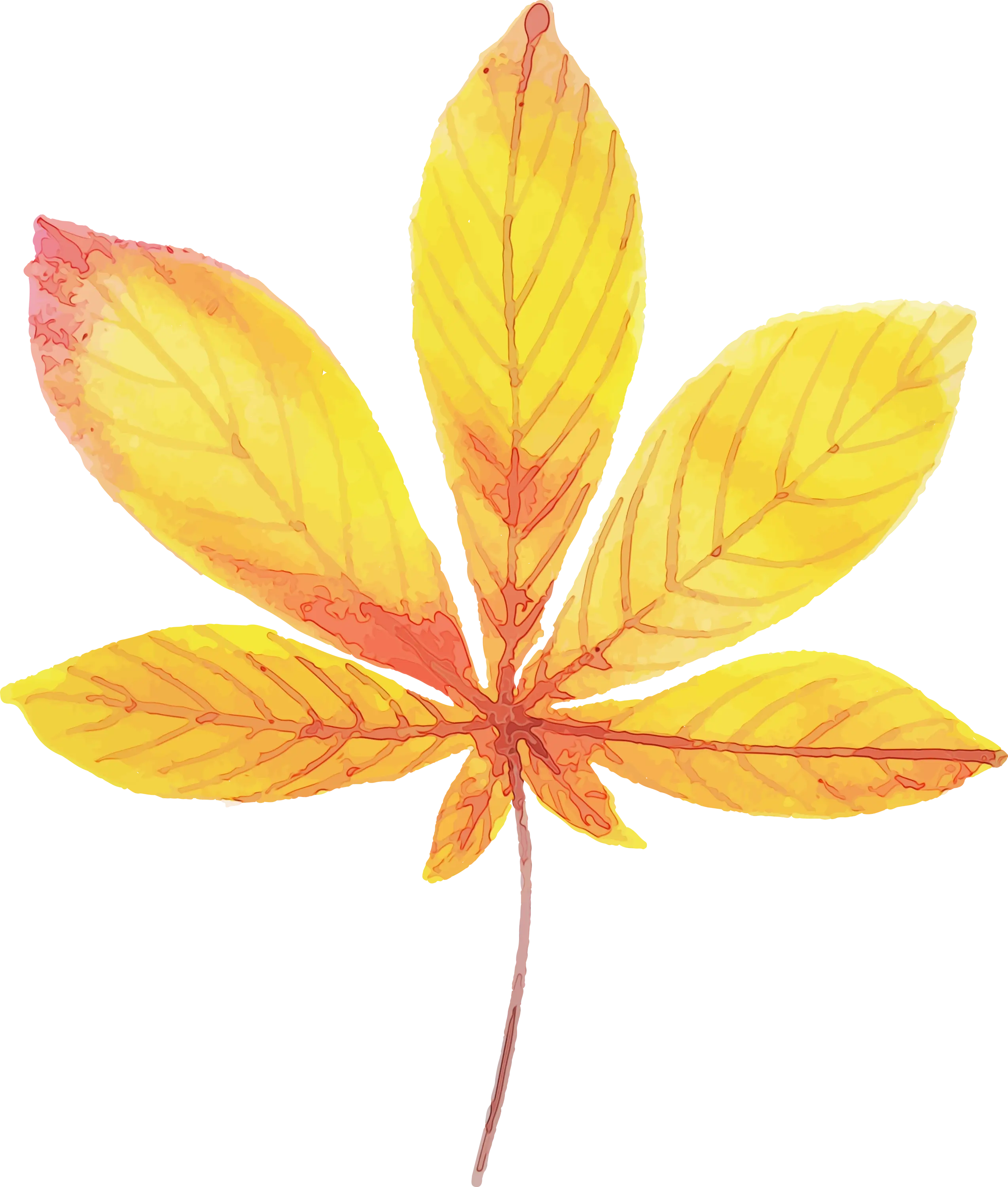 Yellow Watercolor Autumn Leaf Art