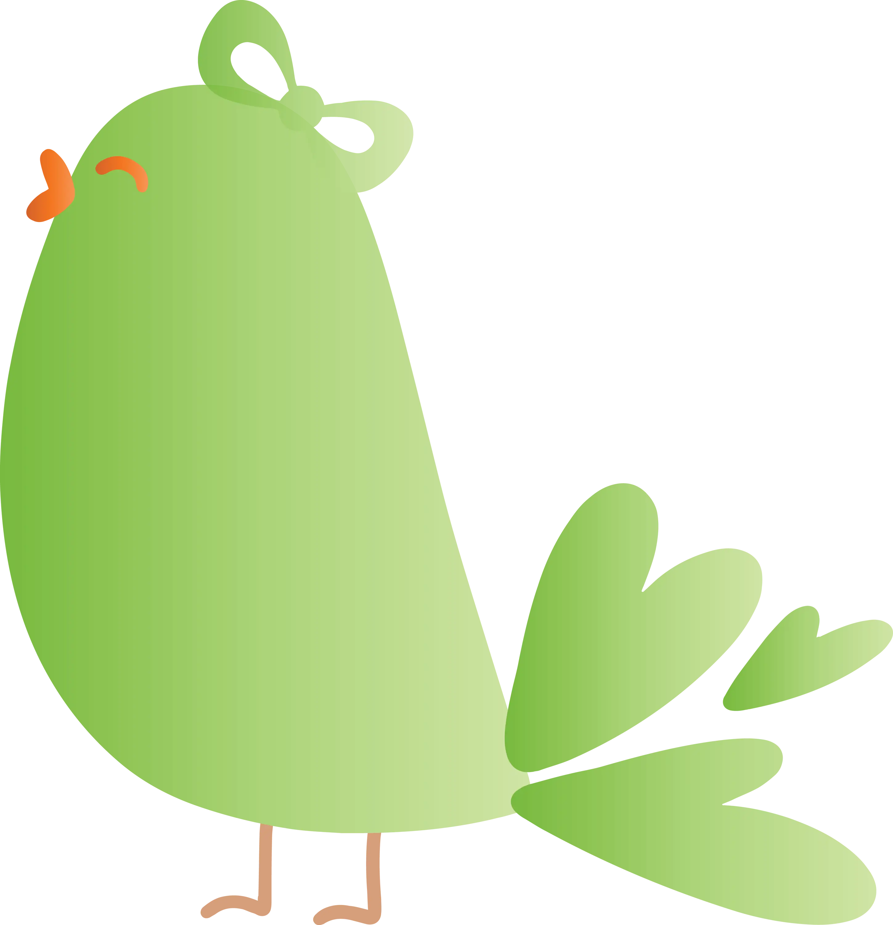 Adorable Green Cartoon Bird with Bow