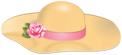 Wide-Brim Hat with Pink Ribbon