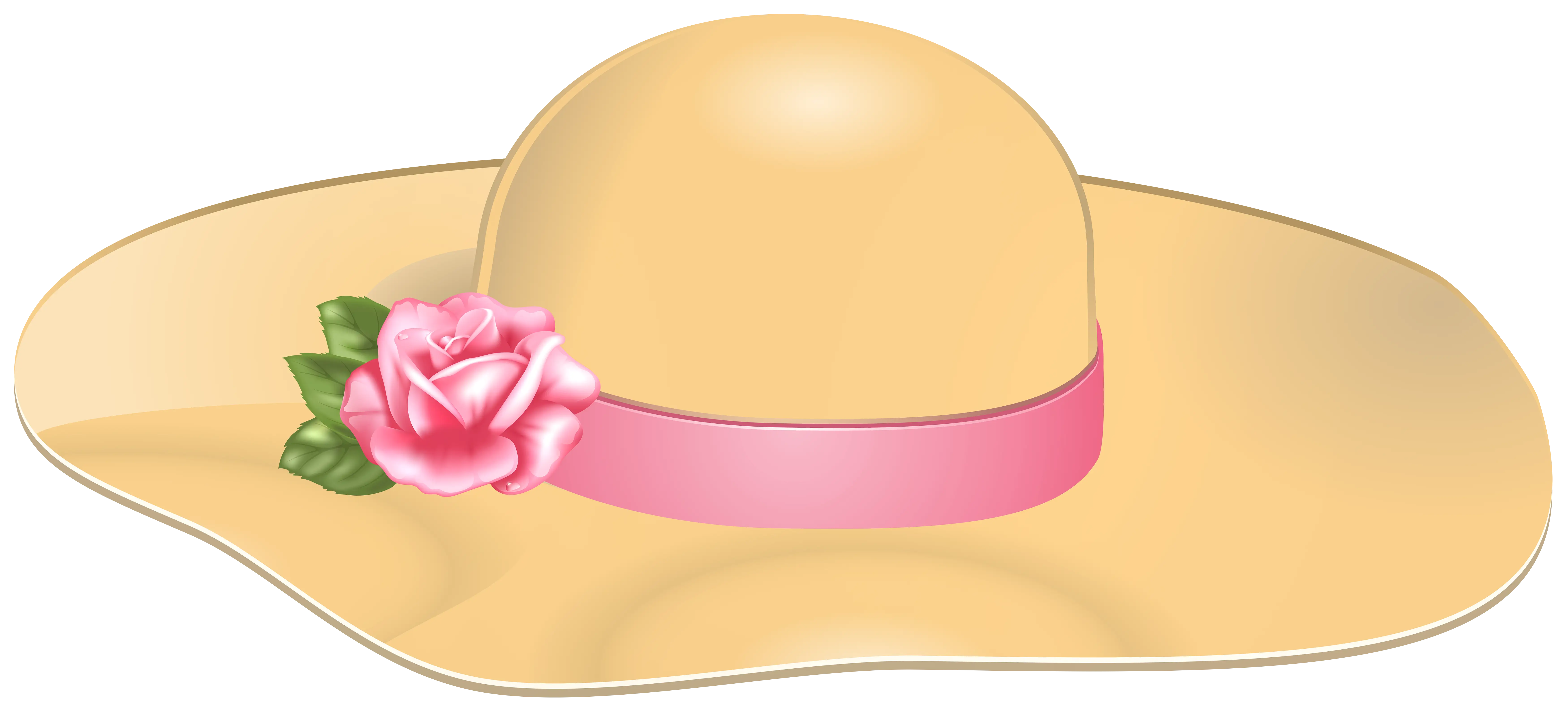 Wide-Brim Hat with Pink Ribbon
