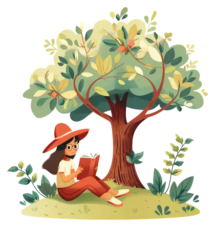 Girl Reading Under a Tree
