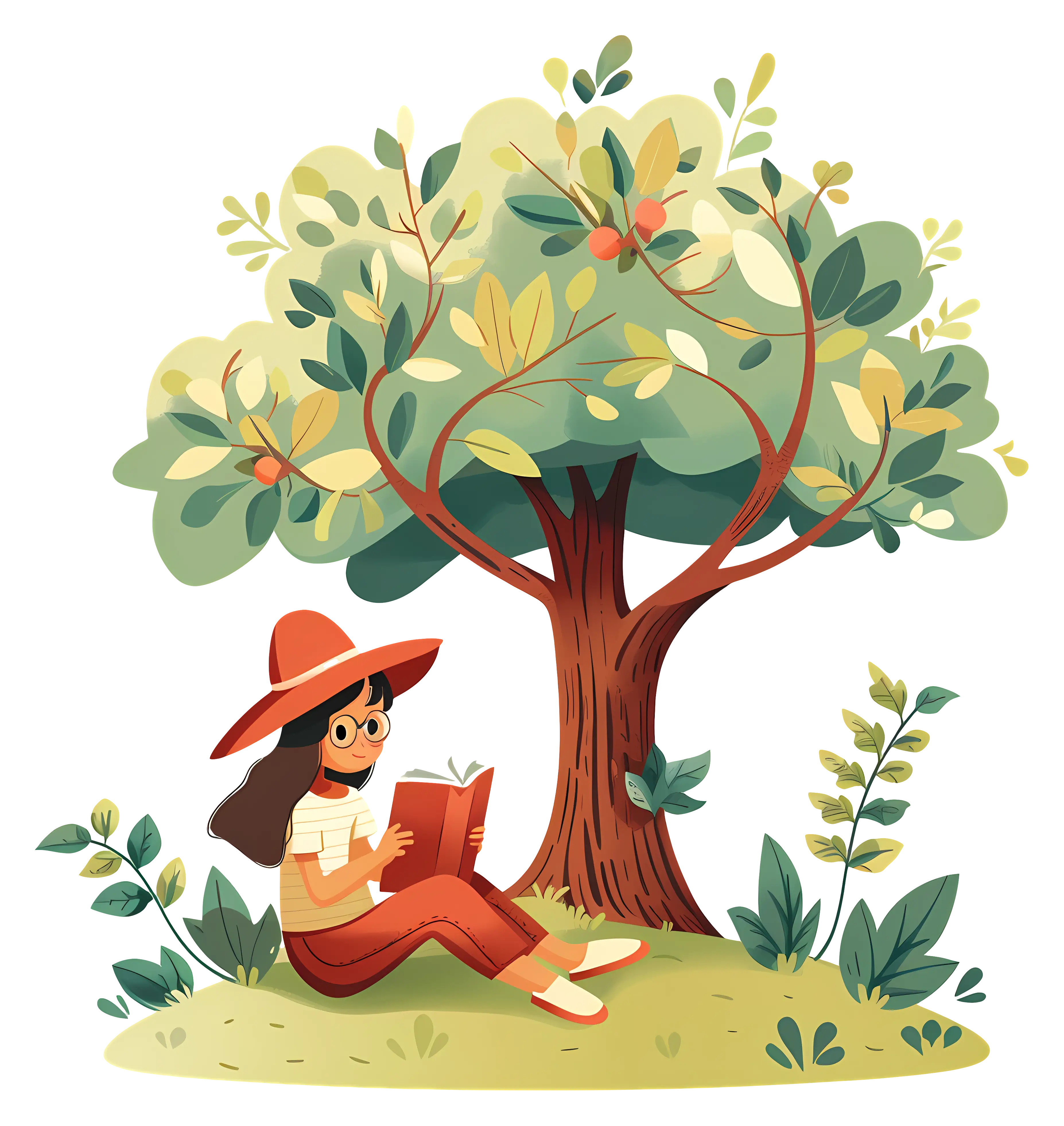 Girl Reading Under a Tree