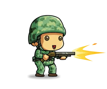 Cartoon Soldier Firing Gun