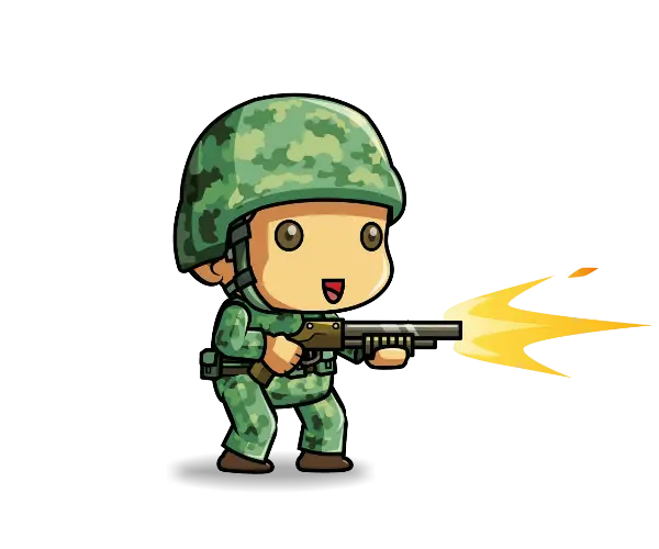 Cartoon Soldier Firing Gun
