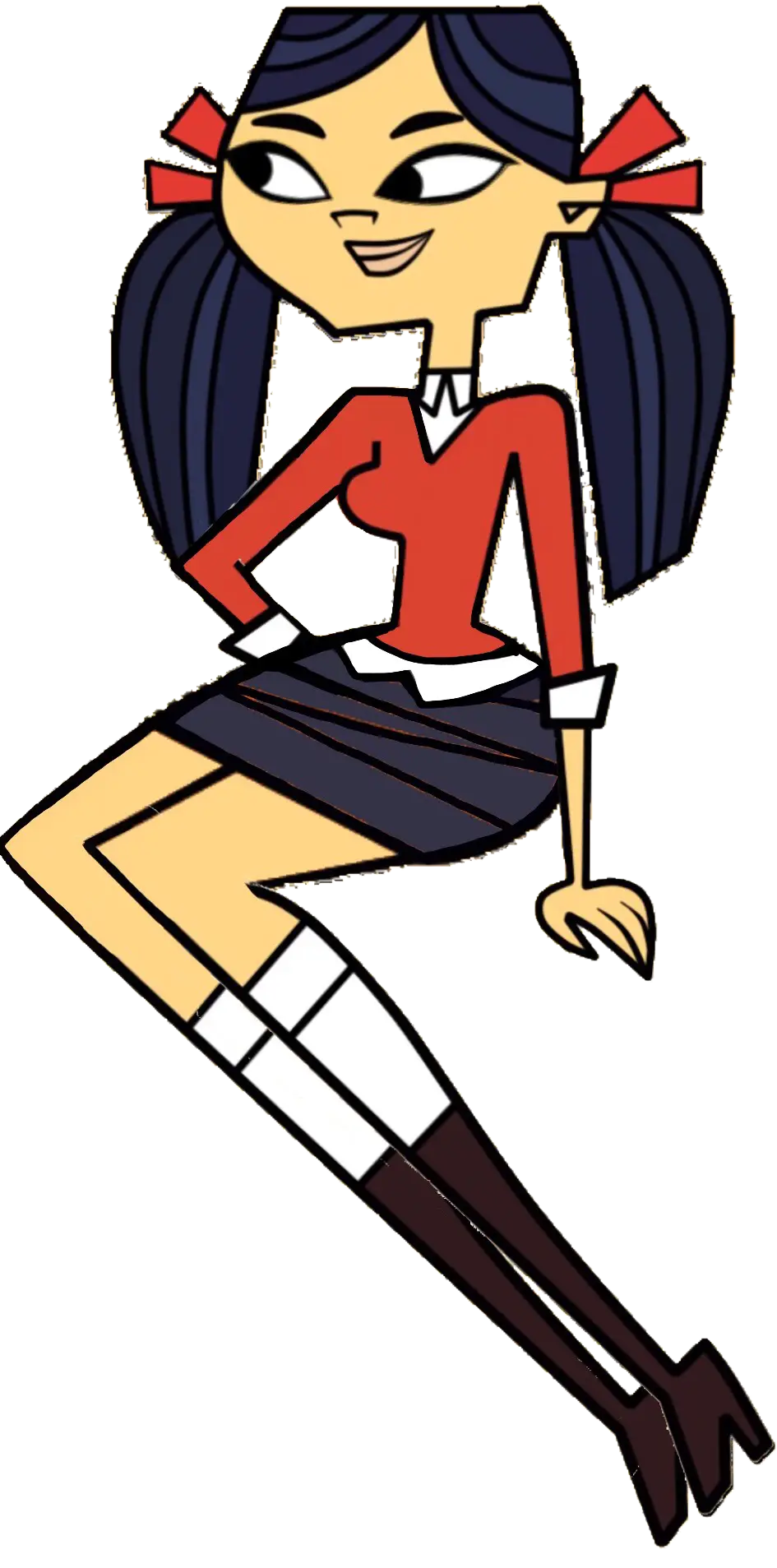 Cartoon Girl with Pigtails and School Uniform