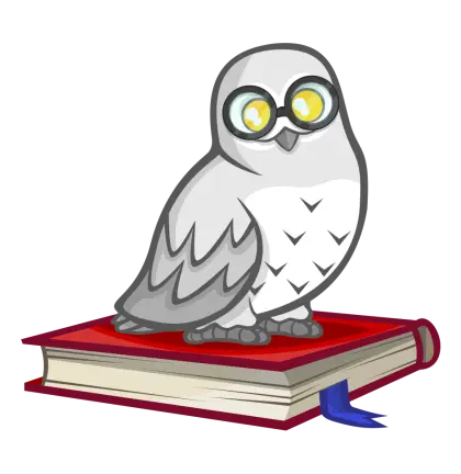 Cartoon Owl with Glasses on Red Book