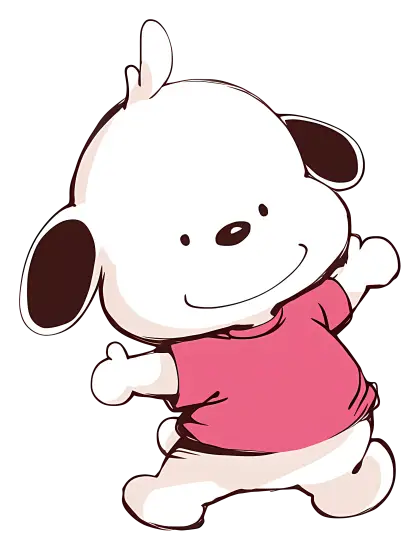 Cute Cartoon Dog in Red Shirt