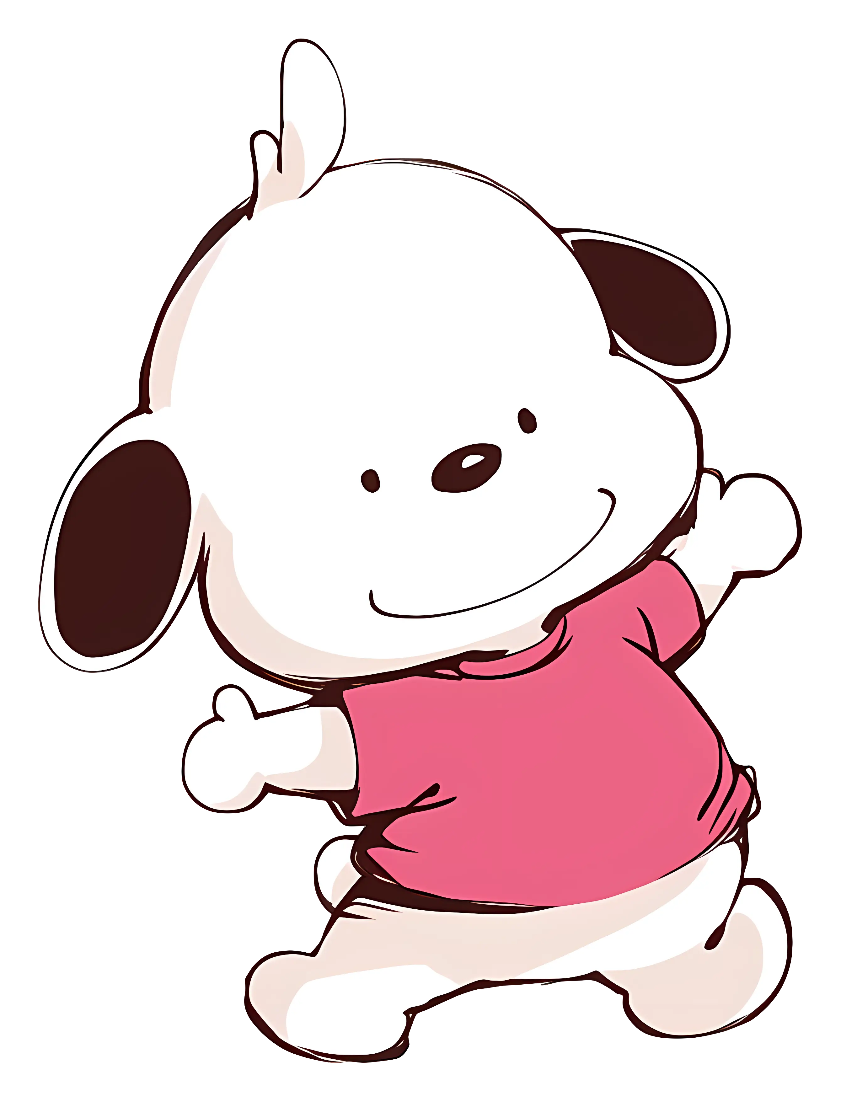 Cute Cartoon Dog in Red Shirt