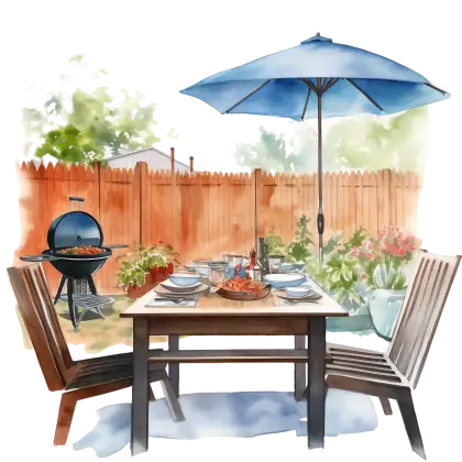 Outdoor Dining Setup with Barbecue