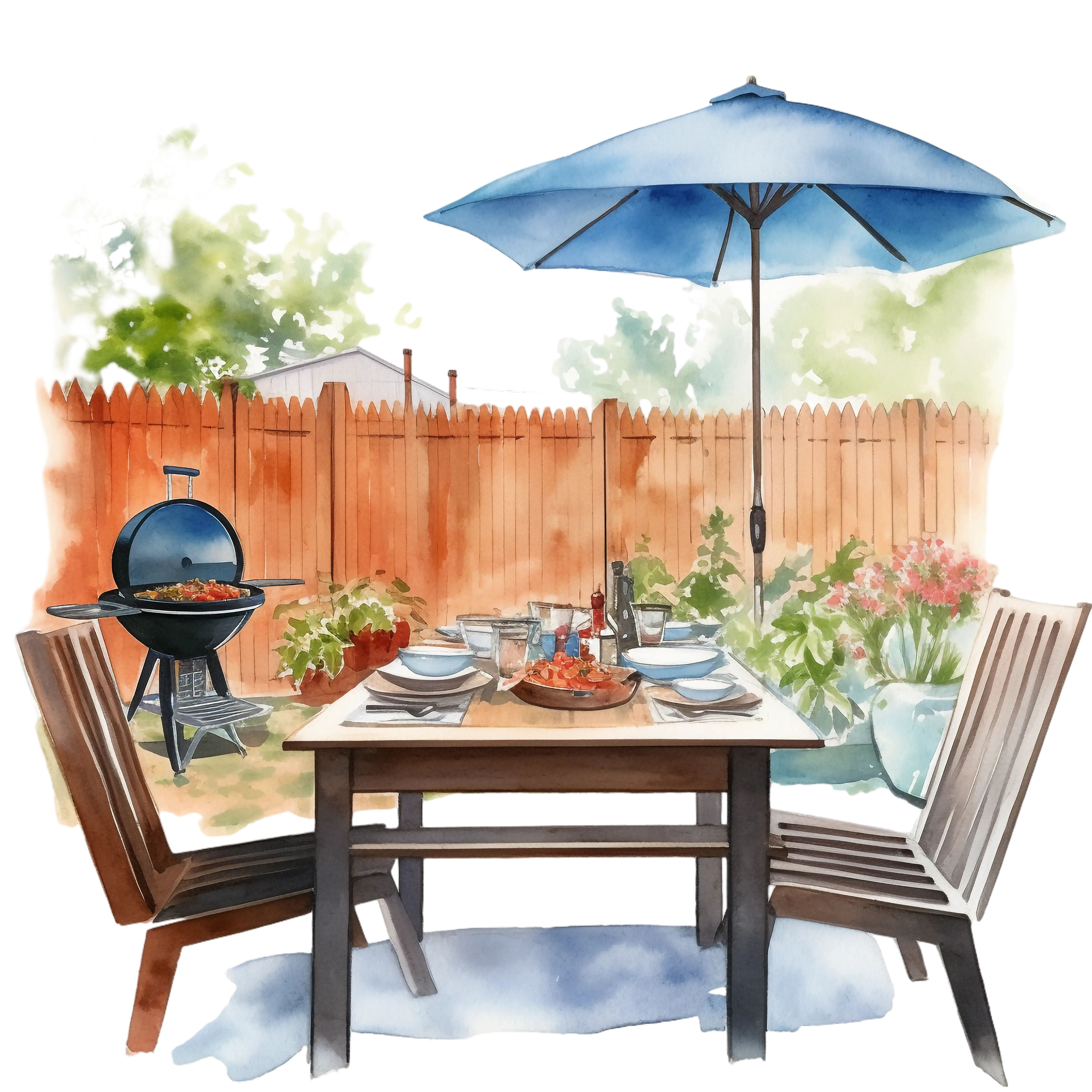 Outdoor Dining Setup with Barbecue