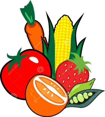 Cartoon Vegetables and Fruits Illustration