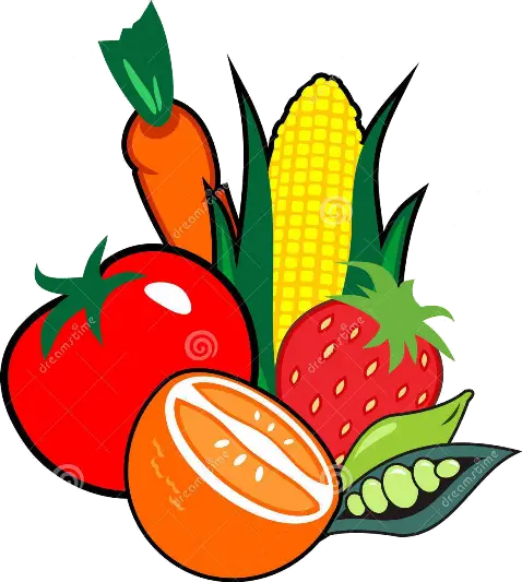 Cartoon Vegetables and Fruits Illustration