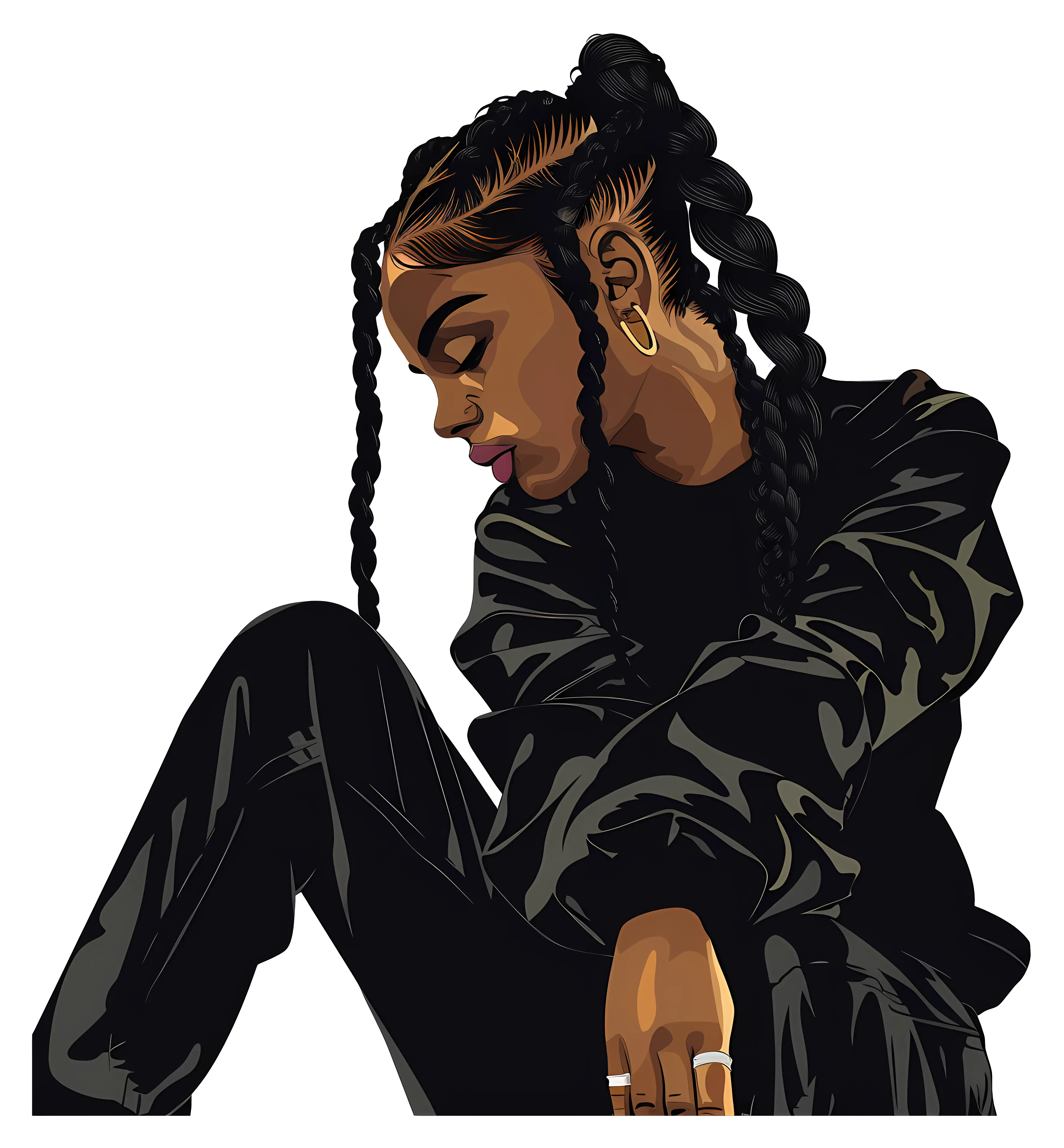 Stylish Woman with Braided Hairstyle Illustration