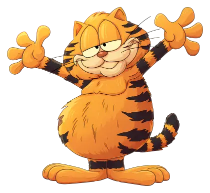Orange Cartoon Cat with Stripes