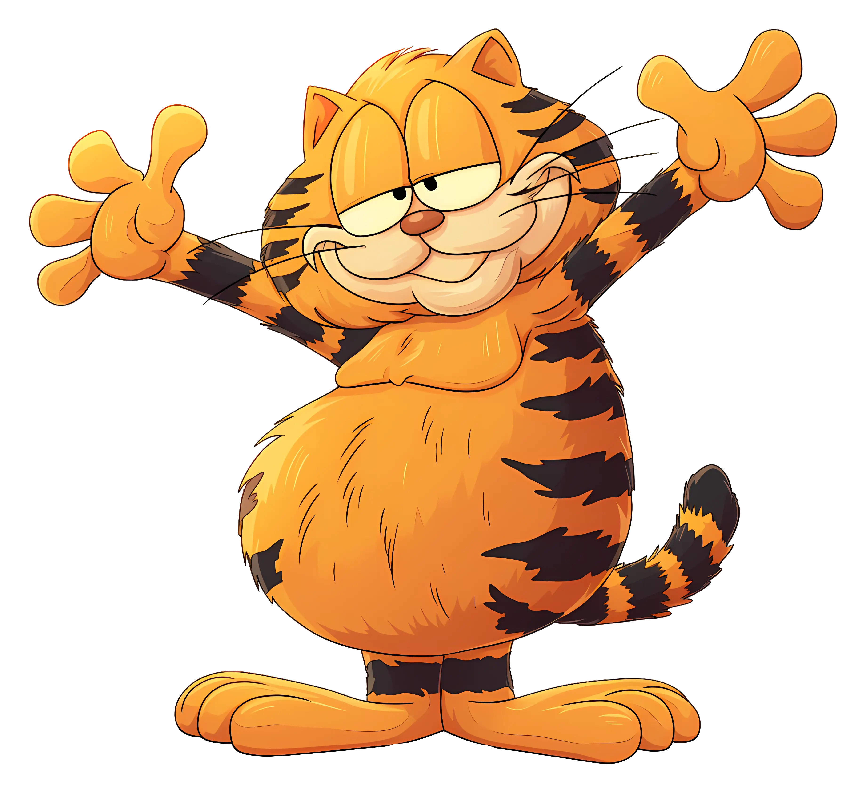 Orange Cartoon Cat with Stripes