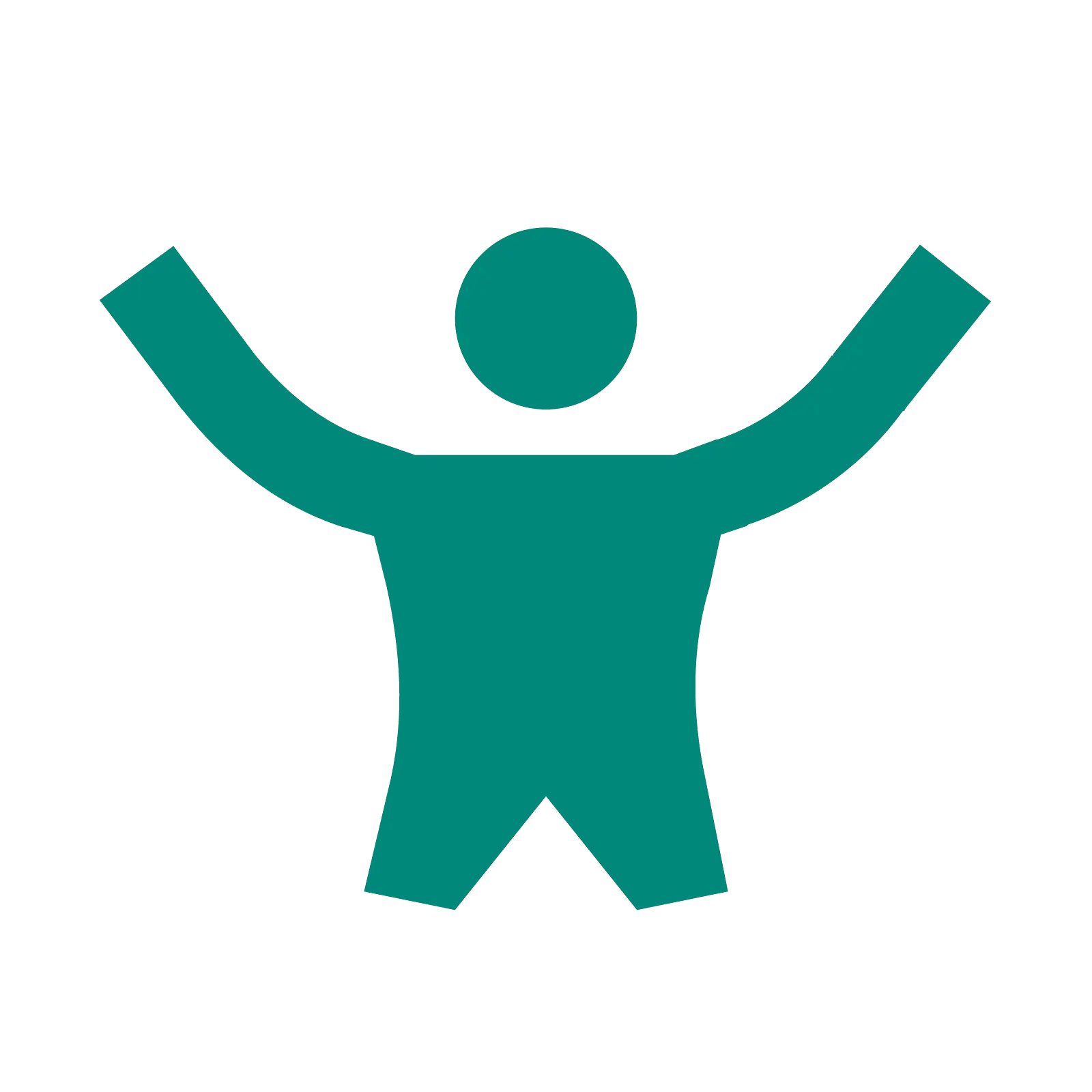 Human Outline Icon with Raised Arms in Celebration Pose