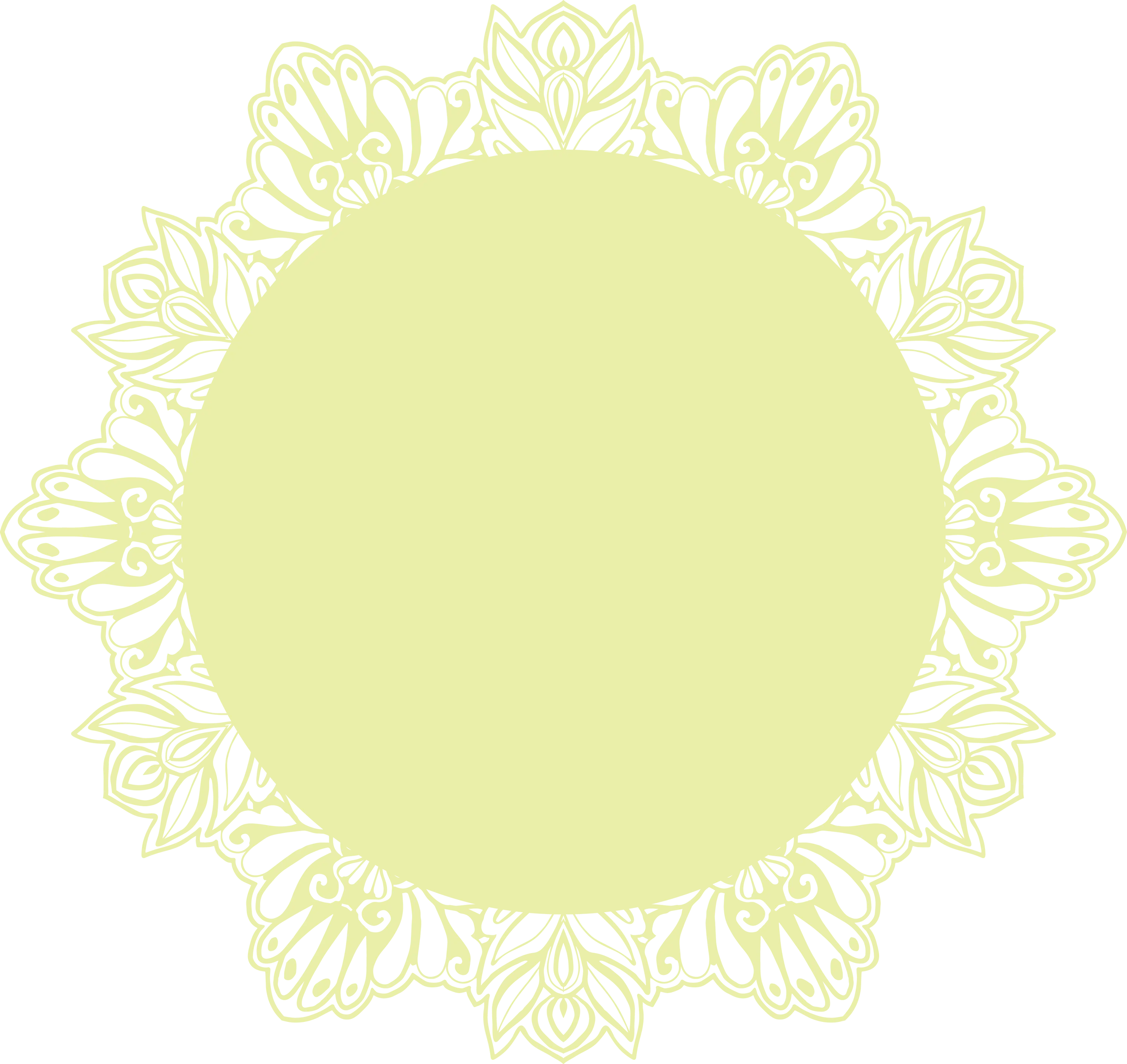 Yellow Circular Design with Floral Border