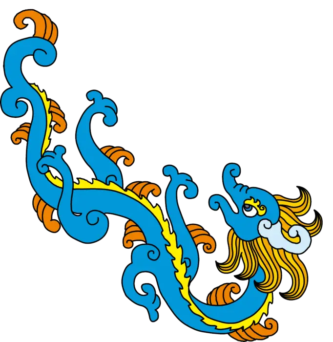 Artistic Blue and Orange Dragon Illustration