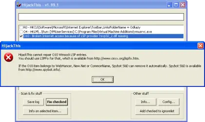 HijackThis Software Error Message