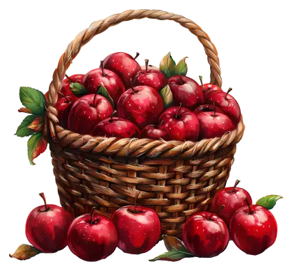 Juicy Basket of Red Apples