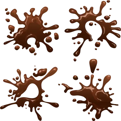 Chocolate Splashes on Transparent Background