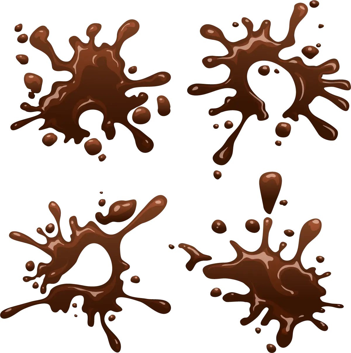 Chocolate Splashes on Transparent Background