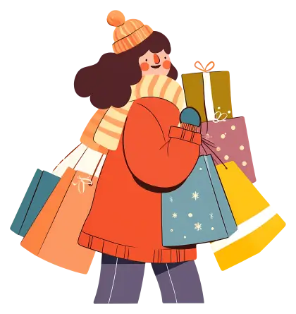 Woman Carrying Shopping Bags and Gifts