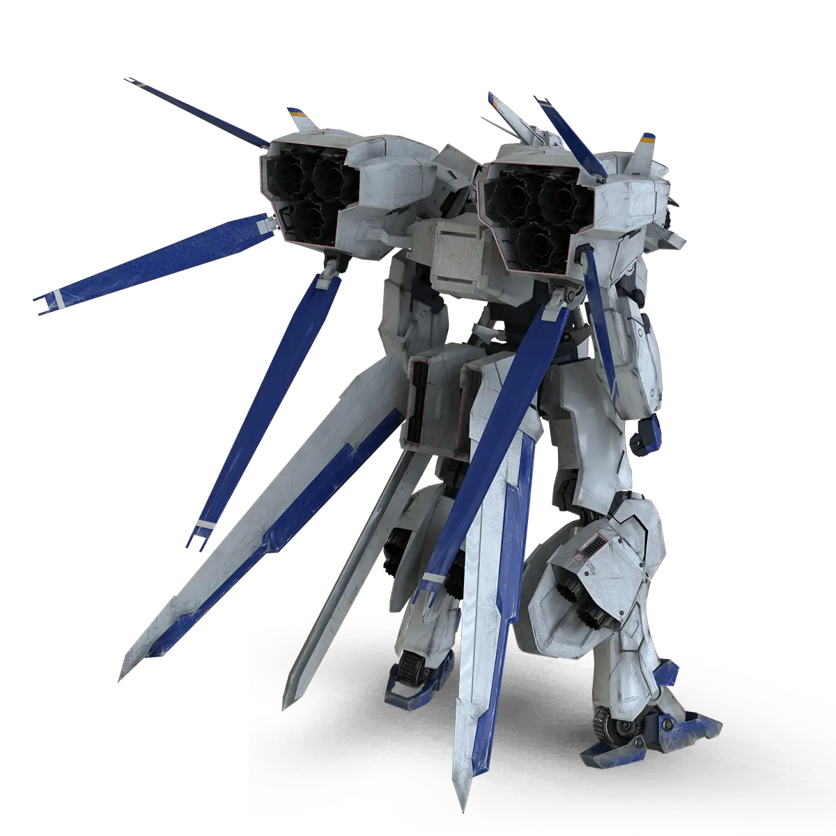 Futuristic White and Blue Mecha Design