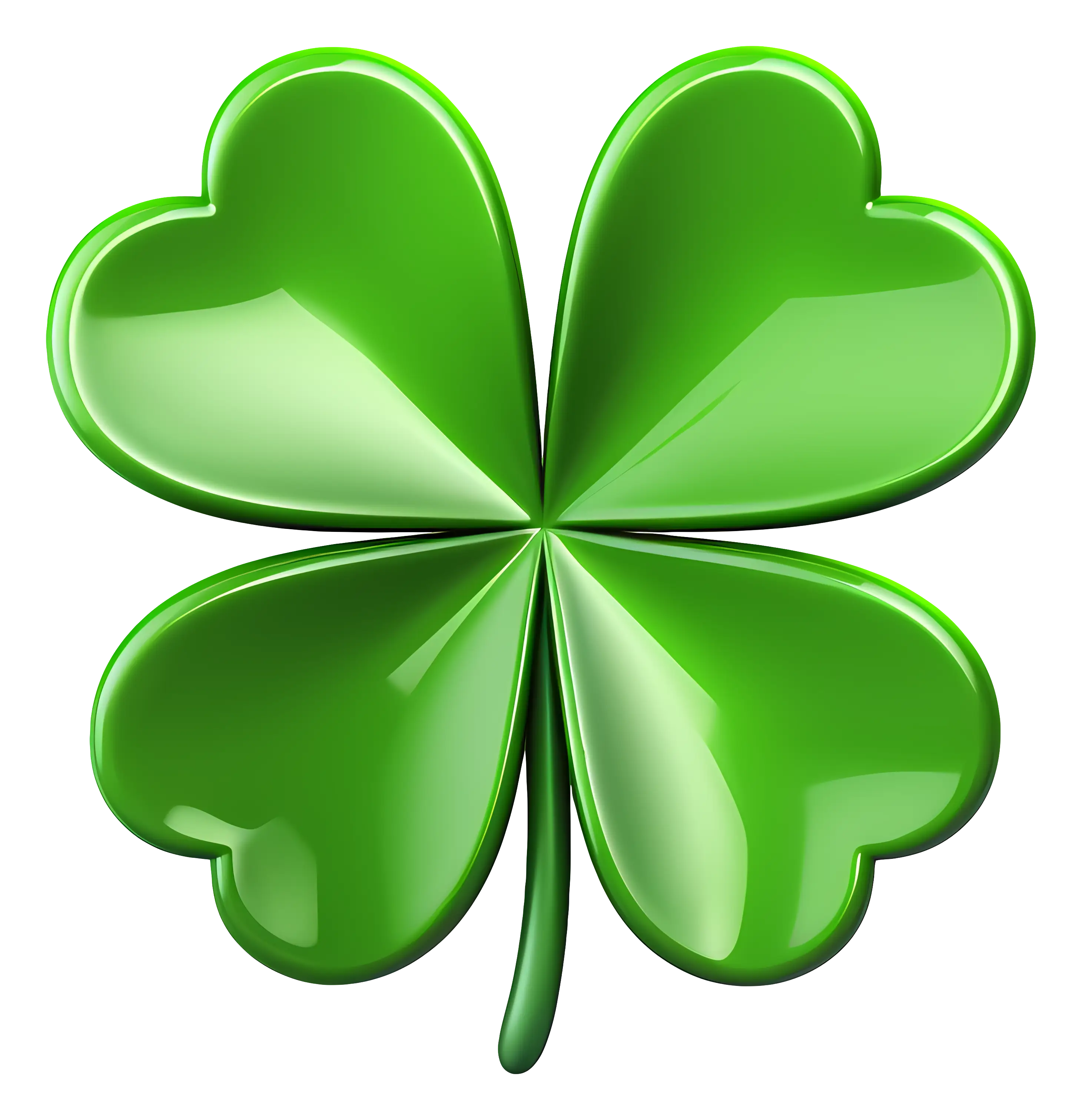 Shiny Green Four-Leaf Clover Illustration